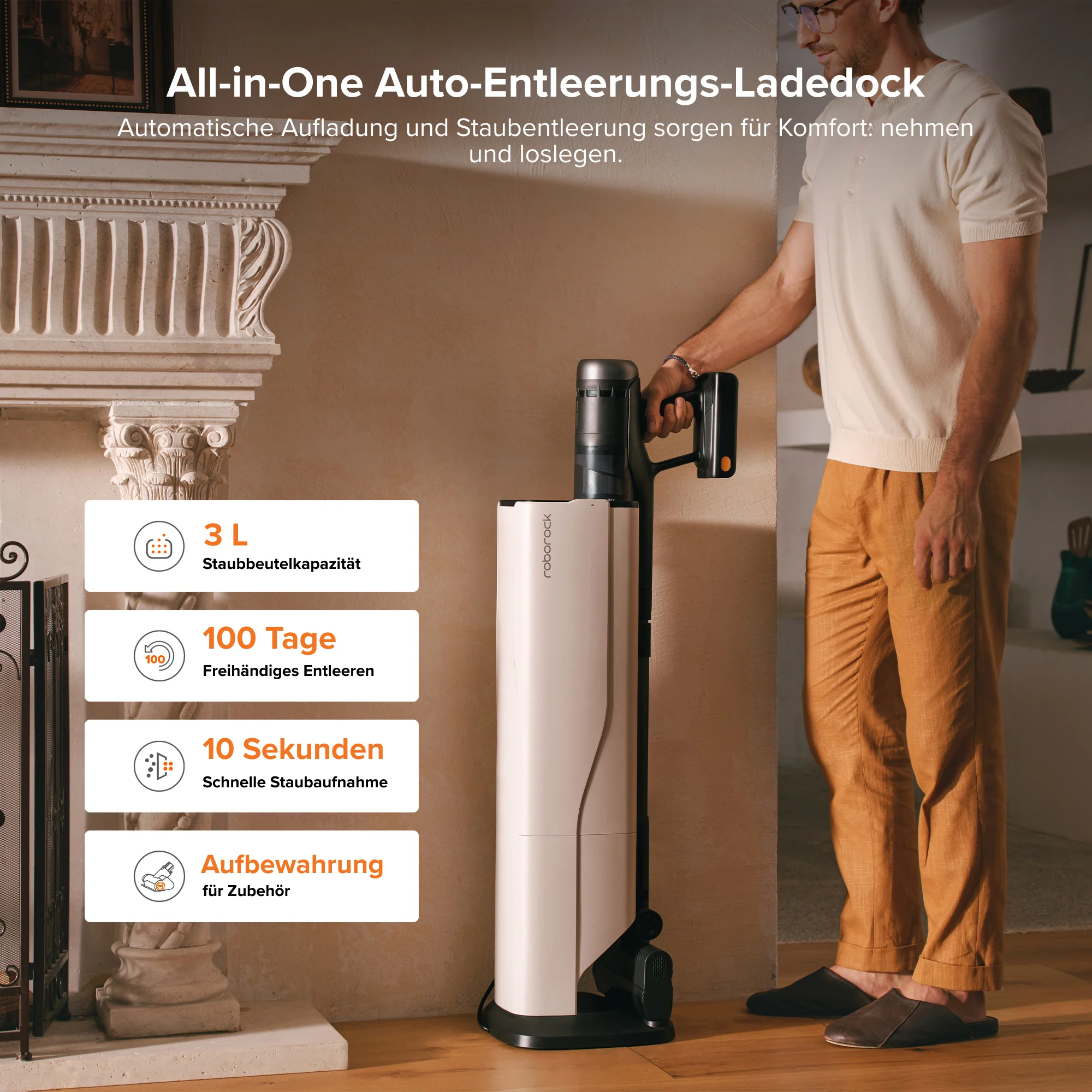 Roborock H60 Hub Ultra Akku-Staubsauger mit Absaugstation - Image 2