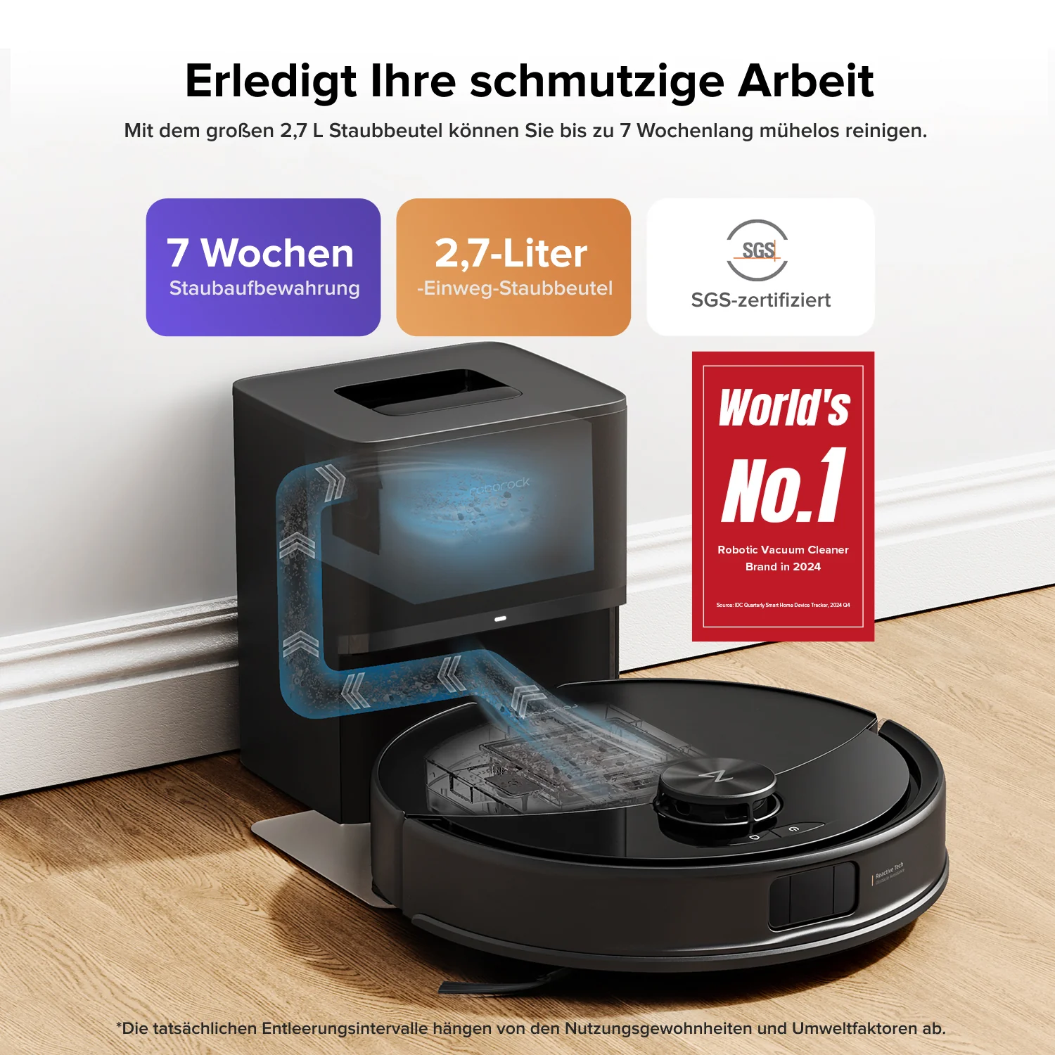 Roborock Q10 S5+ Set Saug- und Wischroboter mit Auto-Entleerungsstation mit zwei zusätzlichen Staubbeuteln - Image 2