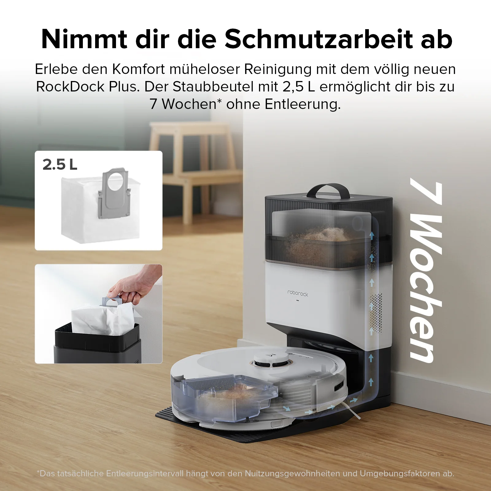 Roborock Q8 Max+ Saug- und Wischroboter mit Auto-Entleerungsstation - Image 3