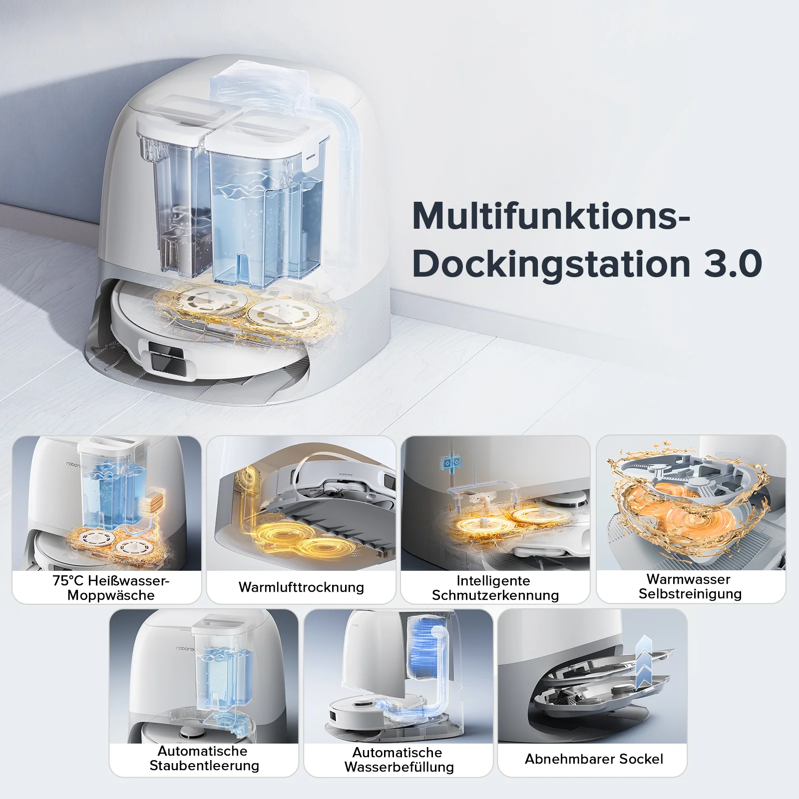 「Generalüberholt – 90 % wie neu」Roborock Qrevo Curv S5X Saugroboter mit DuoDivide® Hauptbürste und Multifunktions-Dockingstation 3.0 - Image 8