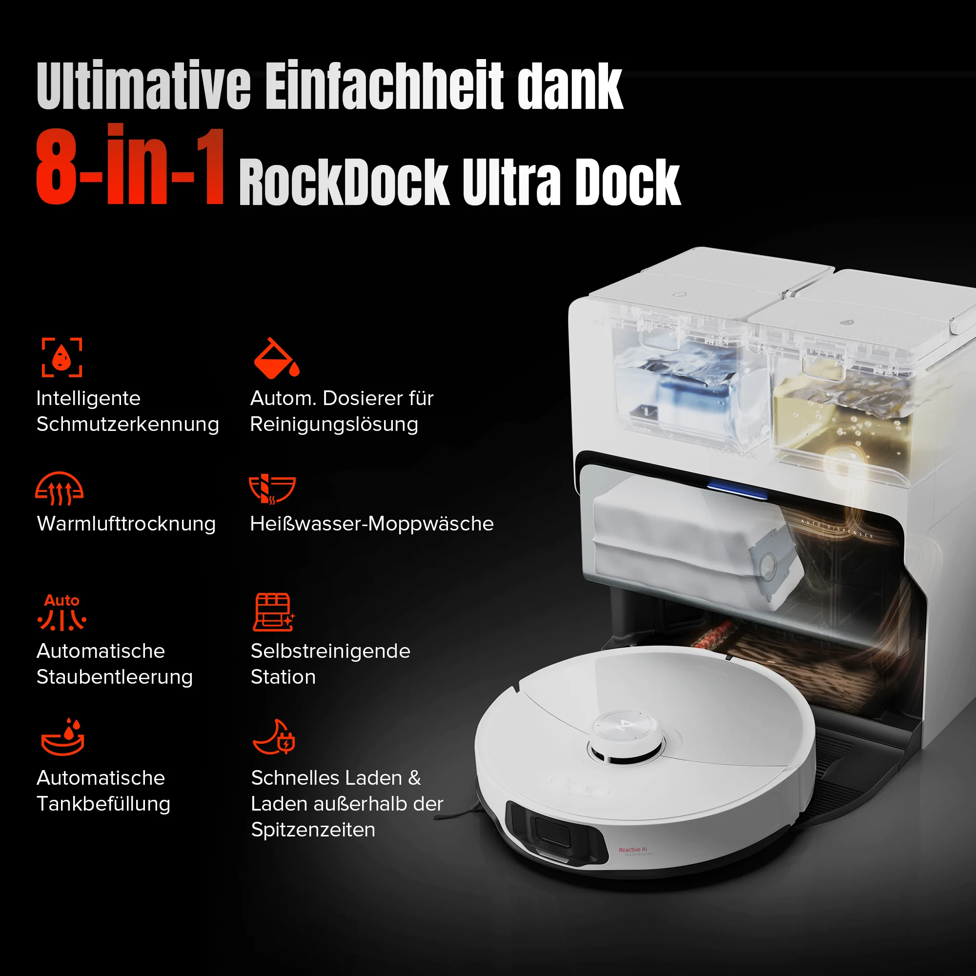 Roborock S8 MaxV Ultra Saugroboter mit 10000Pa extreme Saugkraft und VibraRise® 3.0 Wischsystem - Image 2