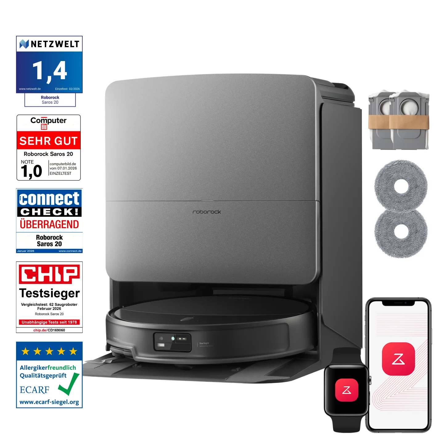 Roborock Saros 20 Set – AdaptiLift™ Chassis 3.0 für die reibungslose Überwindung von Schwellen, mit einer Saugkraft von 36.000 Pa - Image 10
