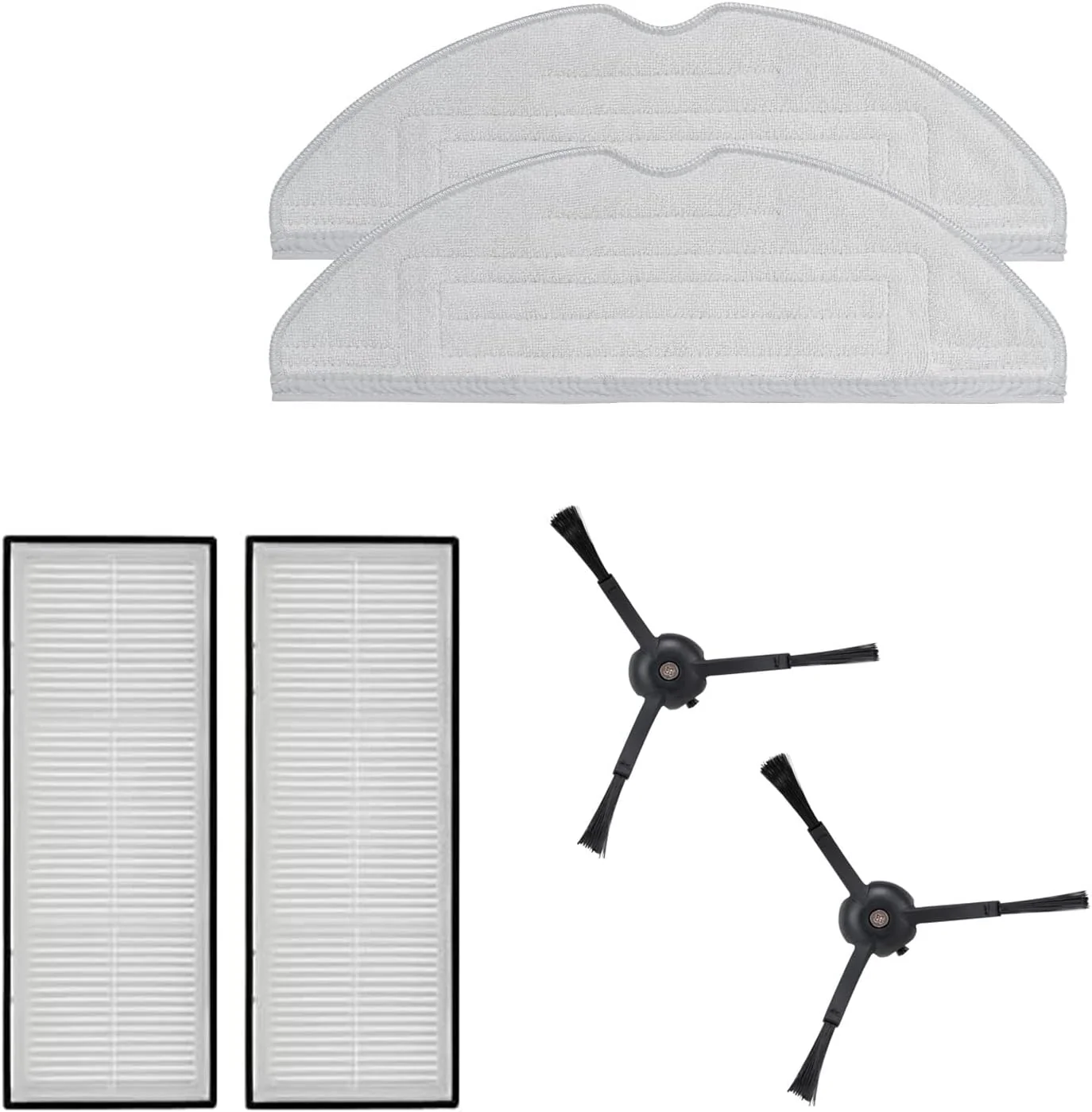 Roborock Zubehör Set mit Wischtücher, HEPA Filter und schwarz Seitenbürste